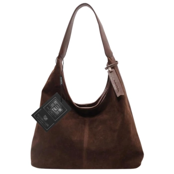 BAD&BAGS dámská kožená kabelka eco semiš hnědá taška