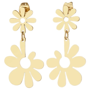 Zlaté náušnice se závěsnými květinami, chirurgická ocel, elegantní