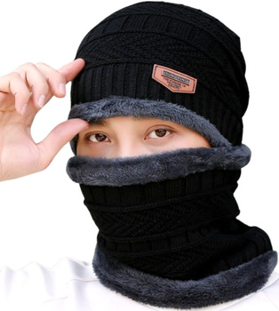 Pánský komplet: čepice + zateplený tunel, černá