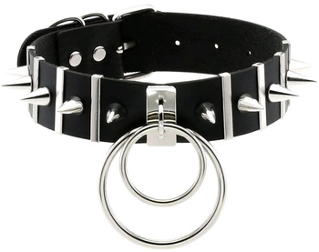 Kožený náhrdelník černého gotického límce