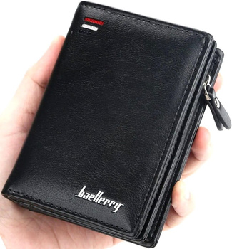 Elegantní pánská černá kožená peněženka na zip