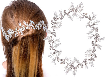 Čelenka na drátku na svatební diadém, KŘIŠŤÁLOVÉ KVĚTY STŘÍBRNÉ