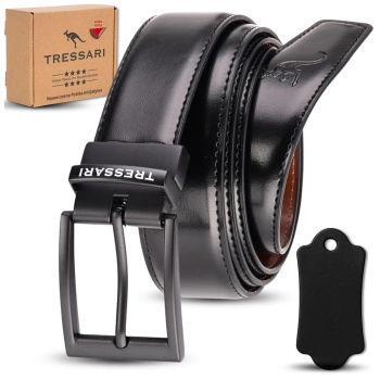 TRESSARI Oboustranný kožený opasek 120 cm černohnědý na kalhoty
