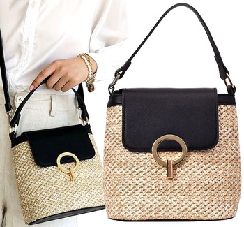 Dámská retro boho slaměná kabelka přes rameno