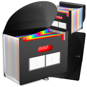 Organizér na dokumenty A4, prostorná aktovka, 13 přihrádek, černá