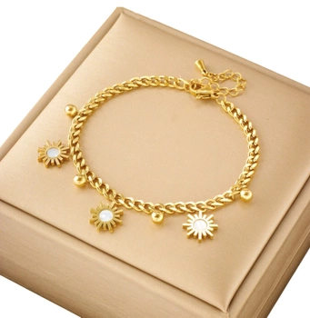 Zlatý náramek se slunečním řetízkem z chirurgické oceli