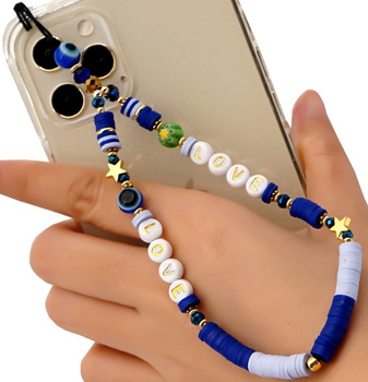 Přívěsek Lanyard na telefon, letní korálky, perlová klíčenka