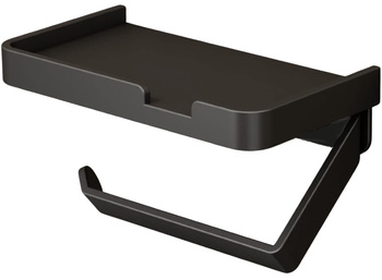 Nástěnný WC držák s poličkou, černý, na toaletní papír