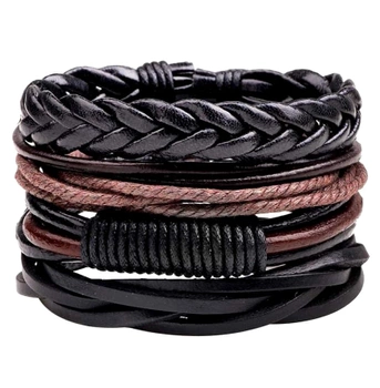 Punk Set Set Kožený náramek LEATHER cop