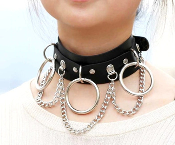 náhrdelník Kožený obojek GOTHIC Punk Goth černý