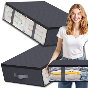 Organizér do skříně na ložní prádlo, sada 2 tašek, velký, šedý, 60x45cm