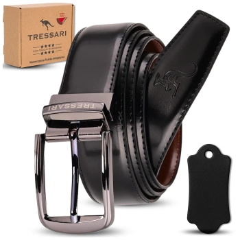 TRESSARI Oboustranný kožený opasek 120 cm černohnědý na kalhoty