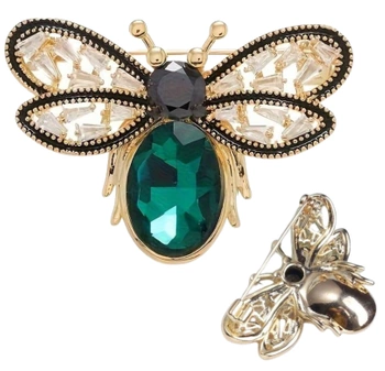 Brož proti hmyzu s elegantními zelenými zirkony a krystaly