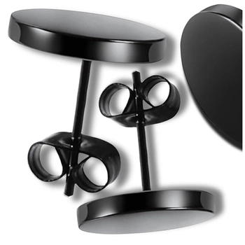 Pánské napichovací náušnice, chirurgická ocel, černá barva, kruhy 6mm