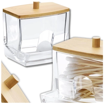 Průhledný organizér nádob na vatové tyčinky, koupelnové tyčinky