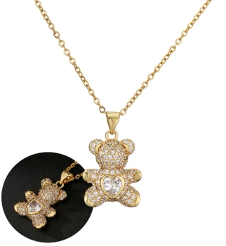 Zlatý náhrdelník z chirurgické oceli s pozlacenými medvídkovými zirkony