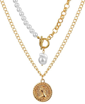 Dámský módní řetízkový choker náhrdelník s perlami