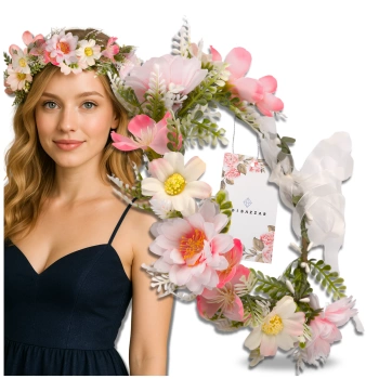 Růžový věnec do vlasů čelenka Květiny Růže Boho Styl