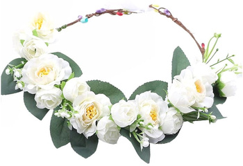 Věnec do vlasů Květiny Růže Pivoňka Prášek Boho