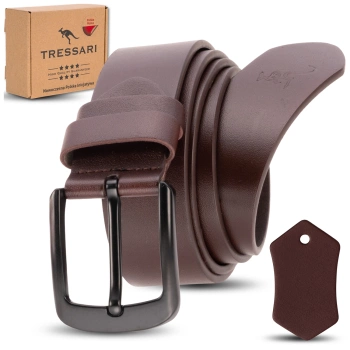 Pánský opasek TRESSARI, pravá kůže, hnědý, na kalhoty