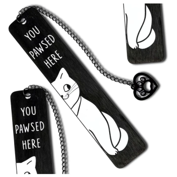 Černá kovová záložka pro kočku jako dárek