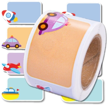 Samolepky etiket barevné visačky na roli 100 ks pro děti DIY