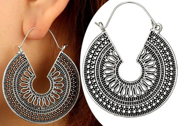 Boho punkové náušnice Vintage etnické kulaté retro