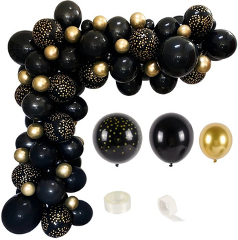 Sada pro vytvoření girlandy 87 ks černých a zlatých balónků