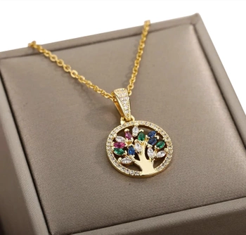 Náhrdelník s přívěskem z chirurgické oceli se zirkony