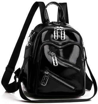 Černý punkový lakovaný batoh