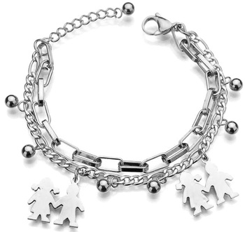 Stříbrný náramek, chirurgická ocel, dvojitý řetízek