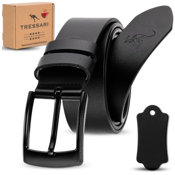Pánský kožený opasek ke kalhotám TRESSARI 115 cm přírodní kůže černý